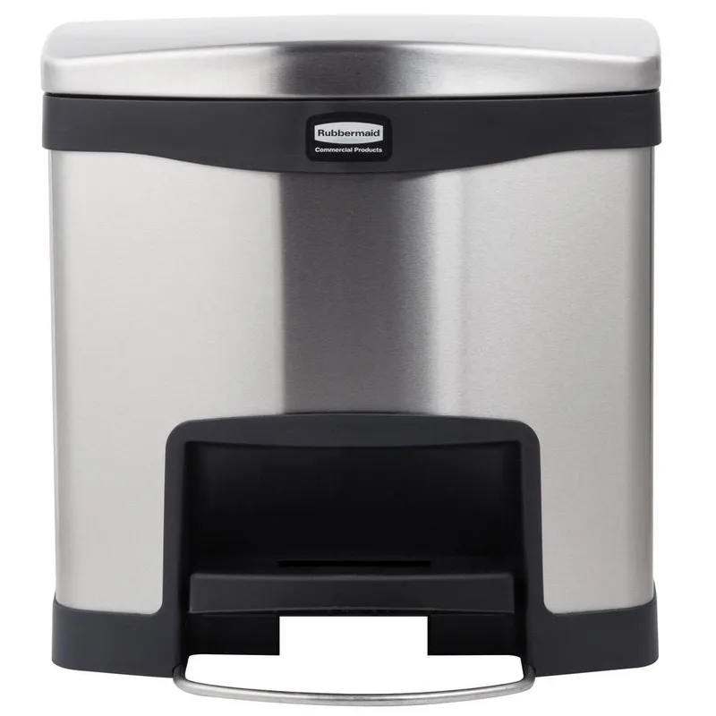 Rubbermaid Step-On rozsdamentes acél szemetes- fekete és metál-15 L