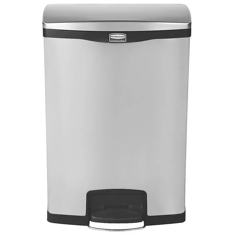 Rubbermaid Step-On rozsdamentes acél pedálos szemetes-fekete és metál-90L