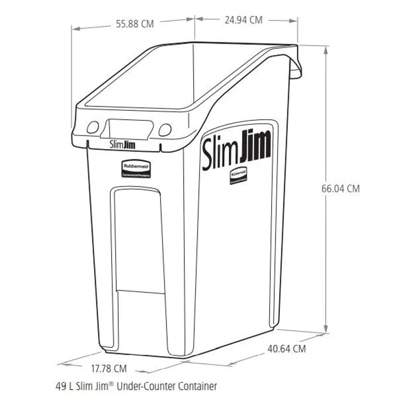 Rubbermaid Slim Jim asztal alá helyezhető kuka 49L szürke